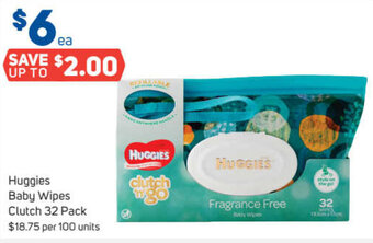 Foodland Huggies Baby Wipes Clutch 32 Pack offer