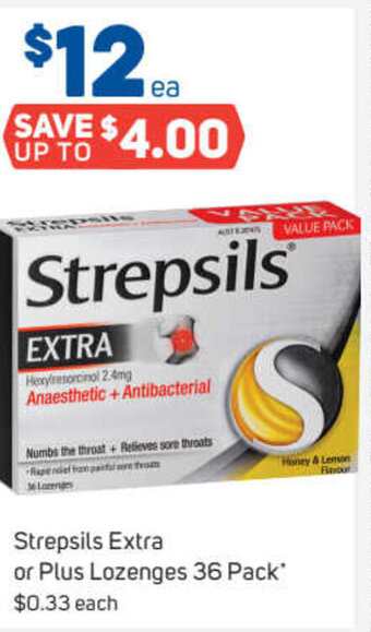 Foodland Strepsils Extra or Plus Lozenges 36 Pack offer