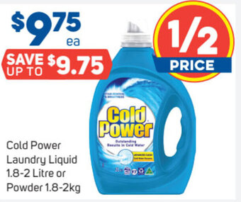 Foodland Cold Power Laundry Liquid 1.8-2 Litre or Powder 1.8-2kg offer