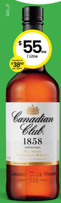 The Bottle O Canadian Club Whisky 1 Litre offer