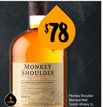 First Choice Liquor Monkey Shoulder Blended Malt Scotch Whisky 1L offer