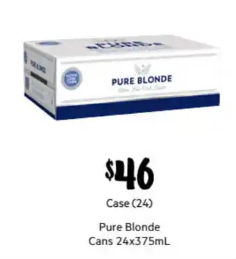 First Choice Liquor Pure Blonde Cans 24x375 ml offer