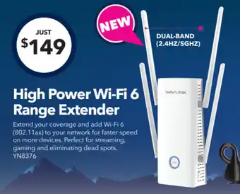 Jaycar Electronics Wavlink High Power Wi-Fi 6 Range Extender offer