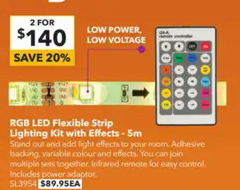 Jaycar Electronics RGB LED Flexible Strip Lighting Kit with Effects - 5m offer