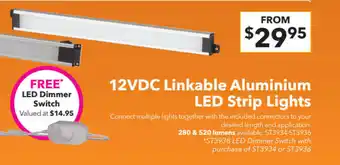 Jaycar Electronics 12VDC Linkable Aluminium LED Strip Lights offer