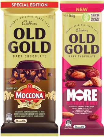 Coles Cadbury Old Gold Block Chocolate 165g-180g offer
