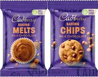 Coles Cadbury Baking Chips or Melts 200g-225g offer