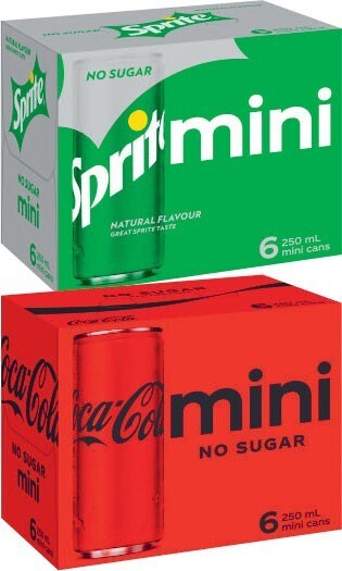 Coles Coca-Cola, Fanta or Sprite Mini Soft Drink 6x250mL offer