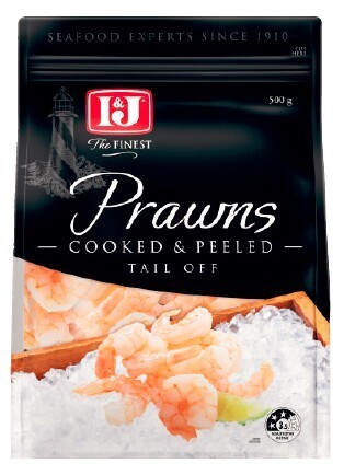 Coles I&J Cooked & Peeled Prawns Tail Off 500g offer