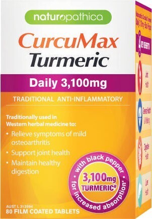 Coles Naturopathica CurcuMax Turmeric Daily 3100mg 80 Pack^ offer