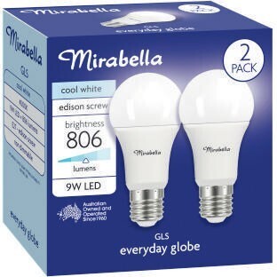 Coles Mirabella 9W GLS LED Light Globes 2 Pack offer