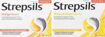 Coles Strepsils Lozenges Honey Lemon or Orange 36 Pack^ offer