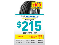 Bob Jane T-Marts Tyre - Michelin Primacy SUV offer