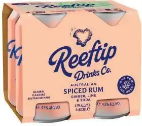Coles Reeftip Ginger Lime and Soda Cans 4x330mL offer