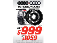 Bob Jane T-Marts 16" Wheel - PDW & Radar Tyres Outback Package offer