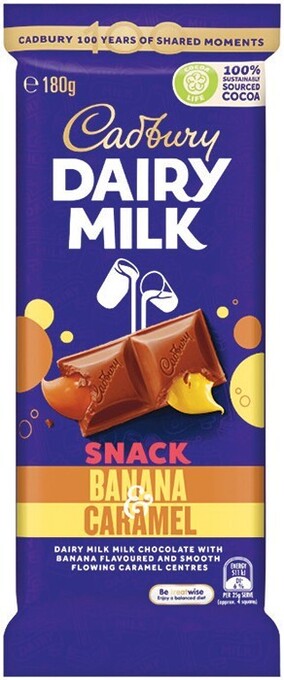 Woolworths Cadbury Snack Banana & Caramel Block 180g offer