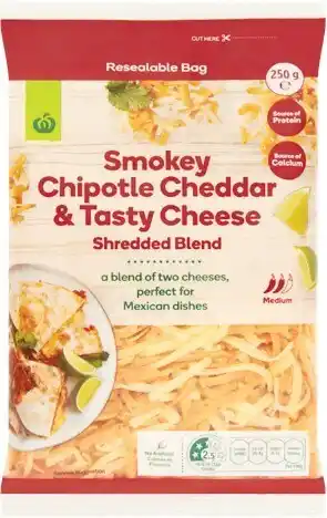 Woolworths Woolworths Smokey Chipotle Cheddar & Tasty Cheese 250g – From the Fridge offer