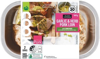 Woolworths Woolworths COOK Garlic & Herb Pork Loin with Chimichurri 560g – From the Meat Dept offer