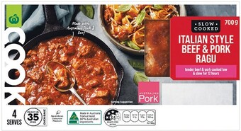 Woolworths Woolworths COOK Italian Style Beef & Pork Tomato Ragu 700g offer