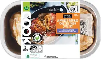 Woolworths Woolworths COOK Slow Cooked Japanese Inspired Chicken Thigh Cutlets in Sticky Honey Miso 700g – From the Meat Dept offer