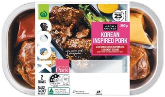 Woolworths Woolworths COOK Korean Inspired Pork with Chilli Garlic Mayonnaise & Crunchy Sesame 560g offer