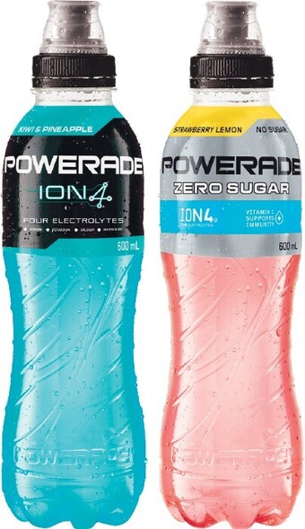 Woolworths Powerade Kiwi & Pineapple or Zero Strawberry Lemon 600ml offer
