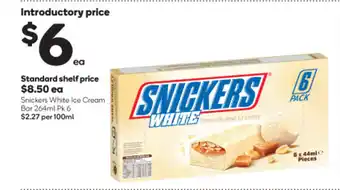 Woolworths Snickers White Ice Cream Bar 264ml Pk 6 offer