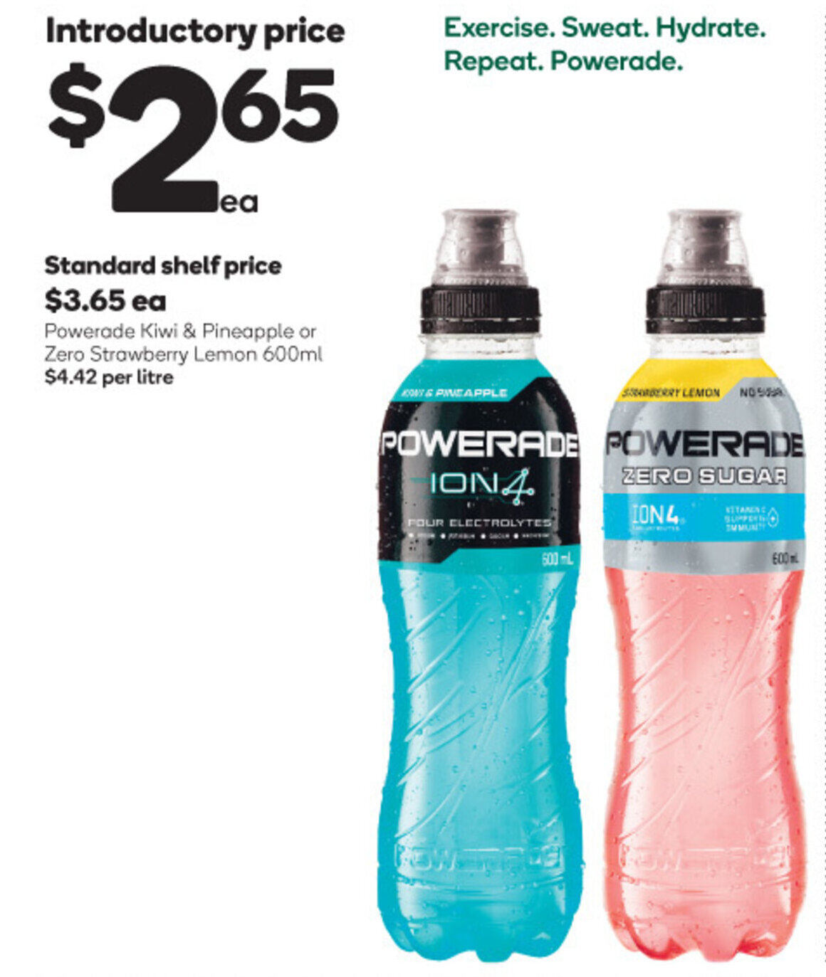 Powerade Kiwi & Pineapple or Zero Strawberry Lemon 600ml offer at