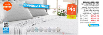 Lincraft Cambridge House Flannelette Sheet Sets offer
