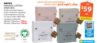 Lincraft Novus Organic Cotton Sheet Sets offer