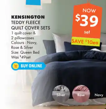 Kensington Teddy Fleece Quilt Cover Sets