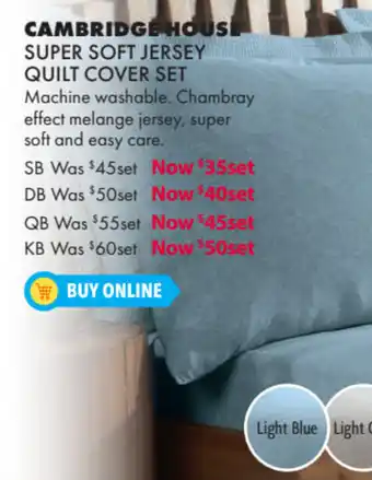 Lincraft Cambridge House Super Soft Jersey Quilt Cover Set offer