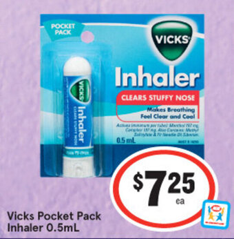 IGA Vicks Pocket Pack Inhaler 0.5ml offer