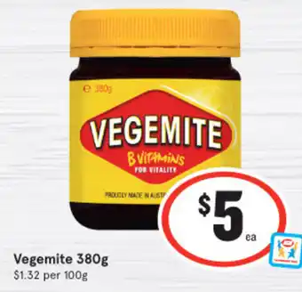 IGA Vegemite 380g $1.32 per 100g offer