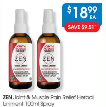 Zen joint & muscle pain relief herbal liniment 100ml spray
