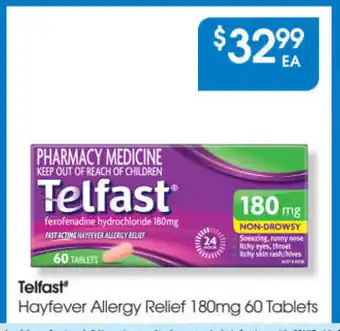 PharmaSave Telfast hayfever allergy relief 180mg 60 tablets offer