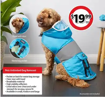 Coles Pets Unlimited Dog Raincoat offer