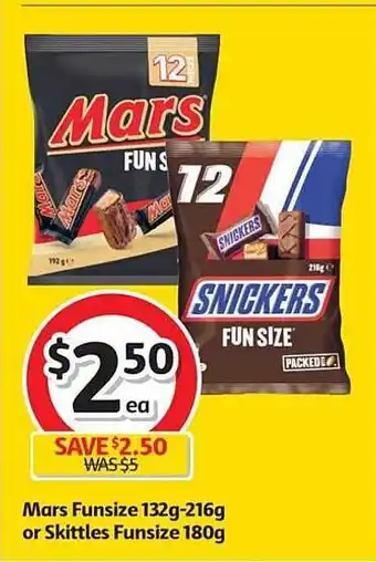 Coles Mars Funsize 132g-216g Or Skittles Funsize 180g offer