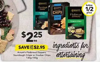 Drakes Arnott's Flatbread Dippers, Sourdough Crisps Or Crackers Chips 130g-150g offer