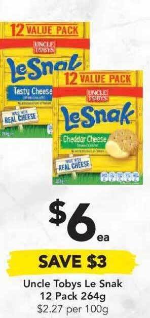 Drakes Uncle Tobys Le Snak 12 Pack 264g offer