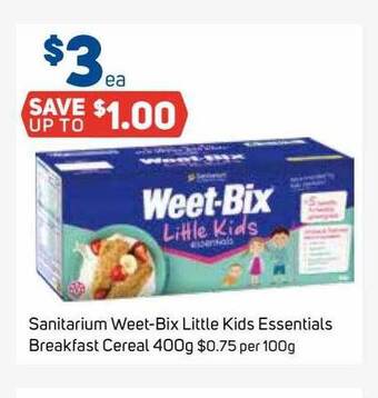 Foodland Sanitarium Weet-Bix Little Kids Essentials Breakfast Cereal 400g offer