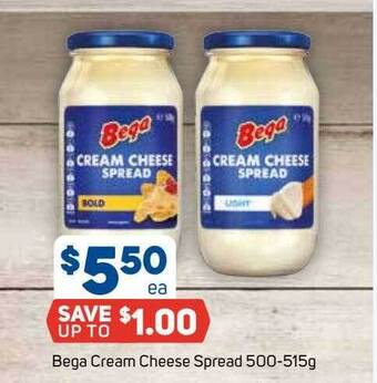 Foodland Bega Cream Cheese Spread 500-515g offer