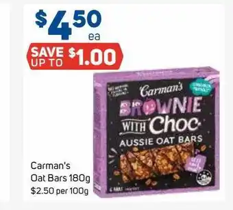 Foodland Carman's Oat Bars 180g offer