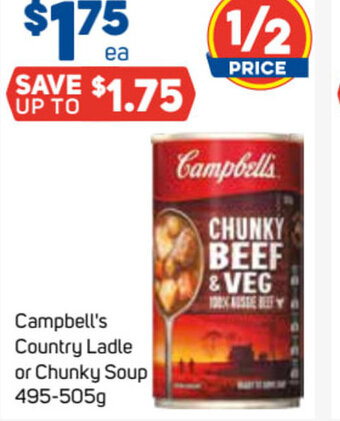 Foodland Campbell's Country Ladle or Chunky Soup 495-505g offer