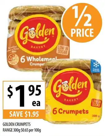 Supabarn Golden Crumpets Range 300g $0,65 per 100g offer