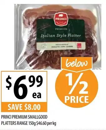 Supabarn Princi Premium Smallgood Platters Range 150g $46,60 per kg offer