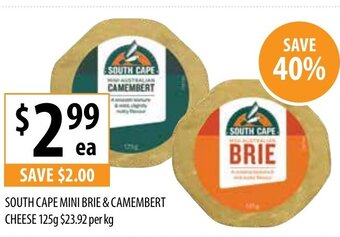 Supabarn South Cape Mini Brie & Camembert Cheese 125g $23,92 per kg offer