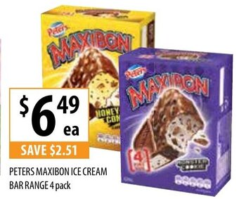 Supabarn Peters Maxibon Ice Cream Bar Range 4 pack offer