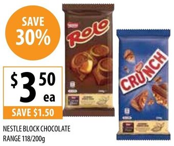 Supabarn Nestle Block Chocolate Range 118/200g offer