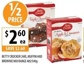 Betty Crocker Cake, Muffin and Brownie Mix Range 485/540g
